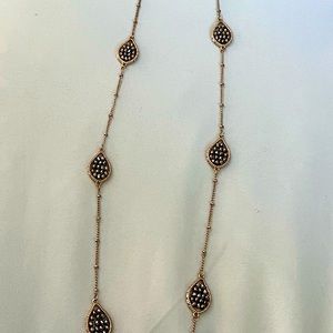 Gold tone long necklace adjustable